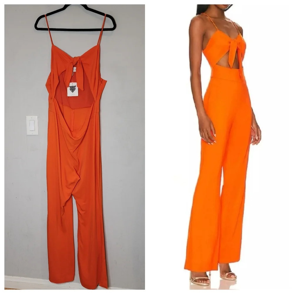NWT Lita By Ciara Orange Cutout Flare Jumpsuit Viscose women's size XXL